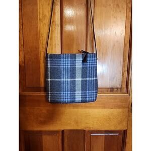 American Eagle Outfitters Crossbody Bag Tassel Zipper Gray Purple Plaid